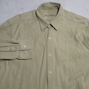 TOMMY BAHAMA RARE SAMPLE Green Floral Embroidered Silk Cotton Tropical NWOT L